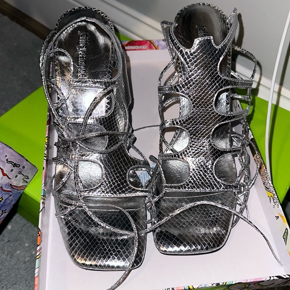 Jeffrey Campbell Silver Metallic Snake Heel Le Freak